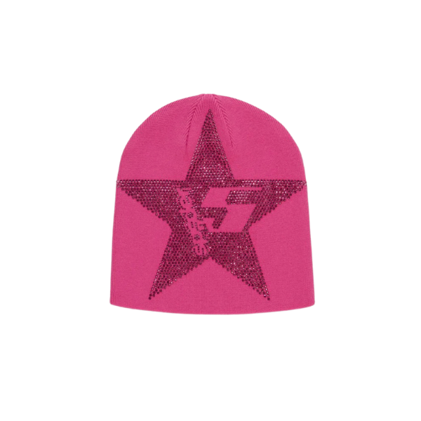 Sp5der Worldwide Pink Star Rhinestone Beanie