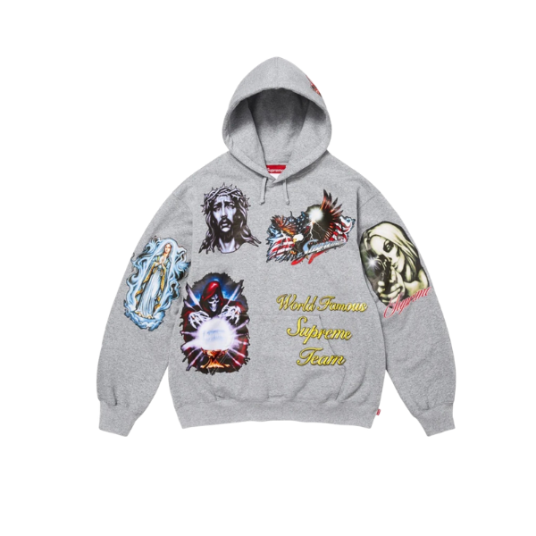 Supreme Heather Grey Stickers Hoodie