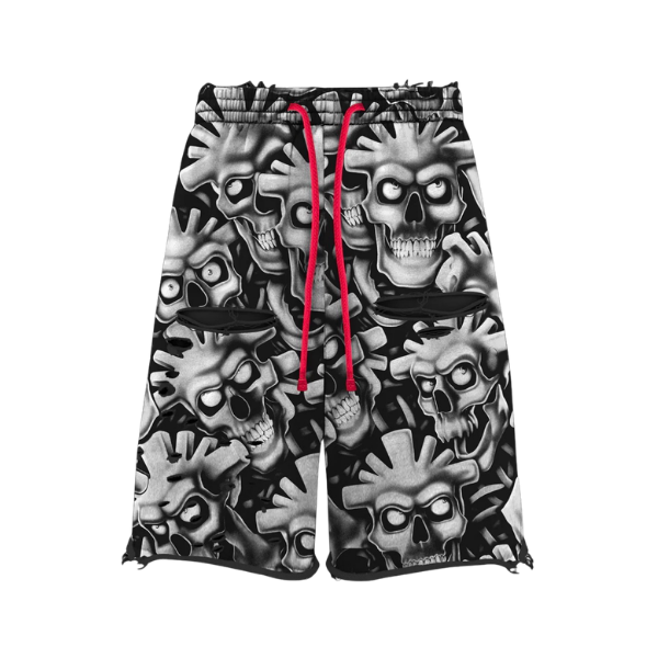 Vertabrae Grey Skull Shorts