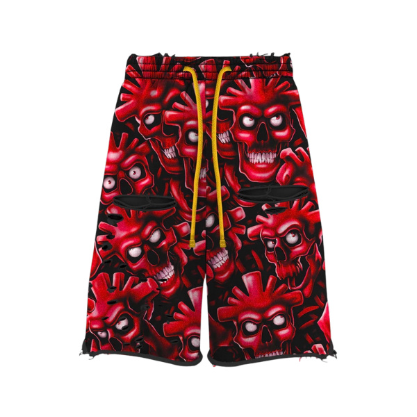 Vertabrae Red Skull Shorts