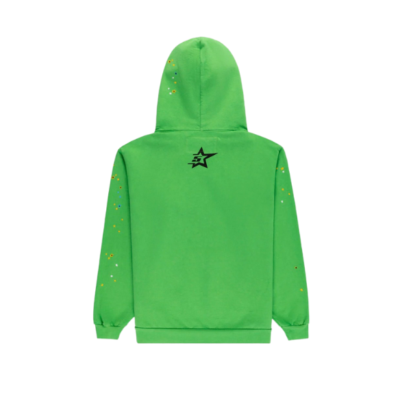 Sp5der Worldwide Bright Green Punk V2 Rhinestone Hoodie