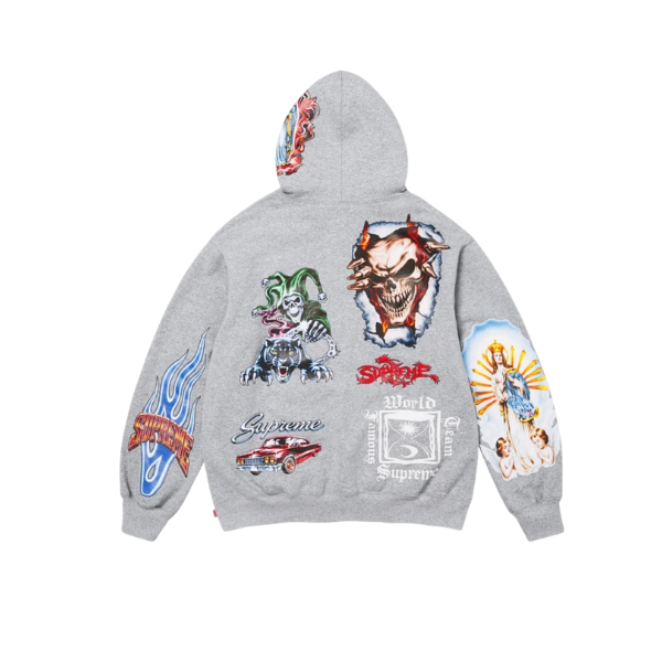 Supreme Heather Grey Stickers Hoodie