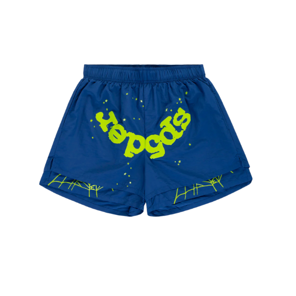 Sp5der Worldwide Blue OG Web Double Layer Shorts